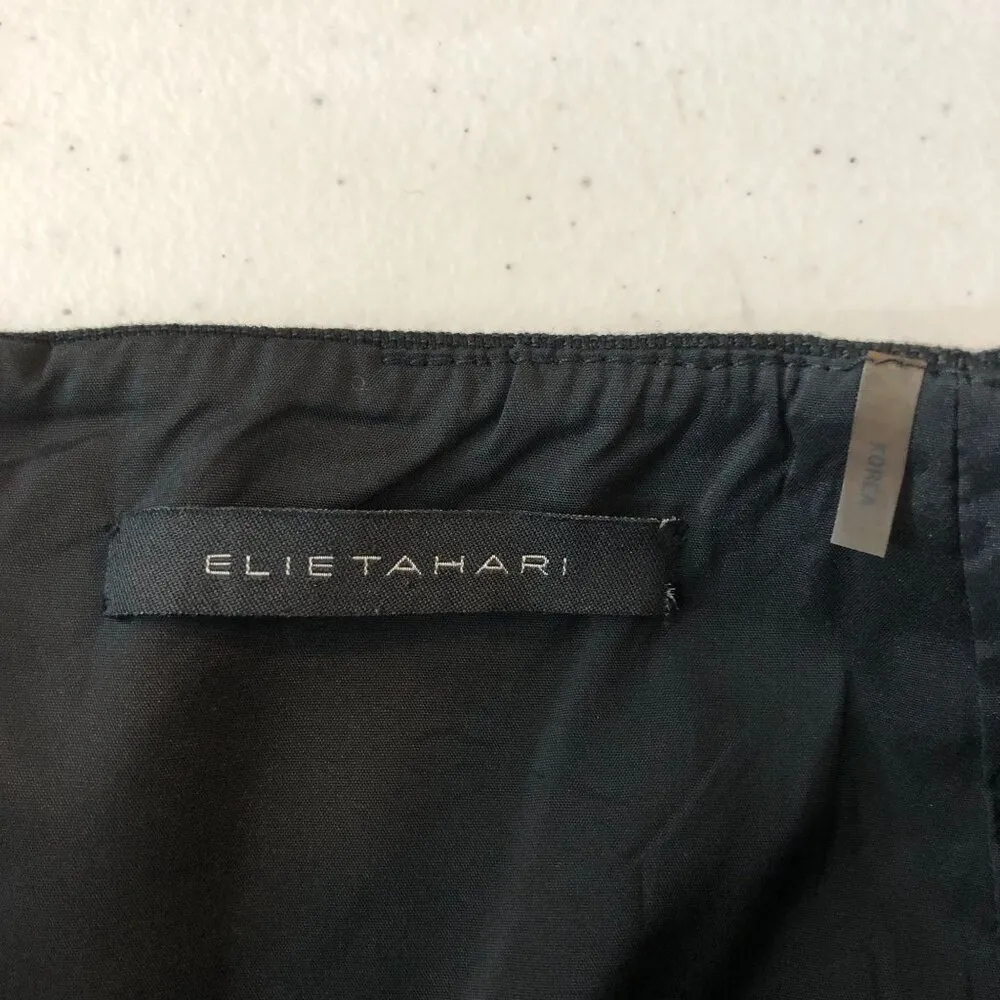 Elie Tahari Canvas Cotton Blend Pencil Skirt Stretch Lined Black 4 - Image 3