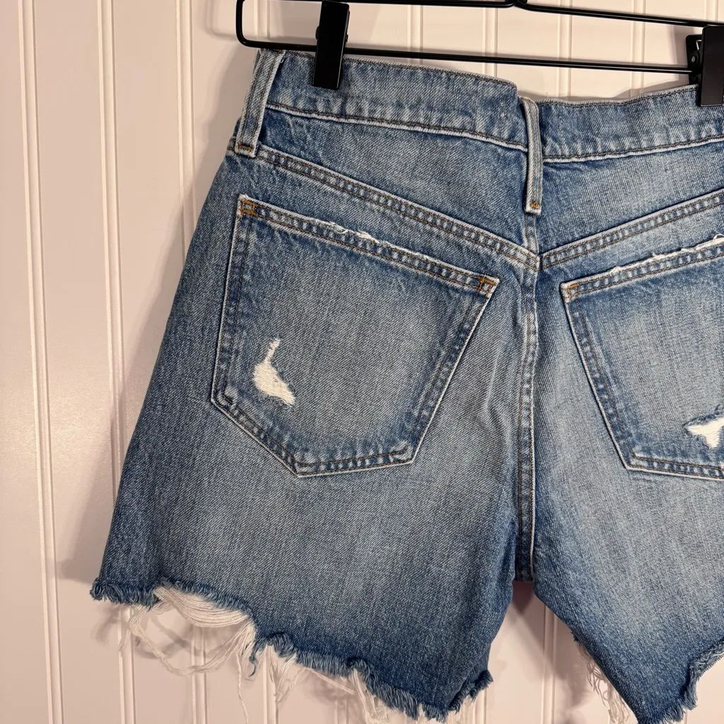 Madewell Relaxed Mid-Length Denim Shorts High-Waist Distressed Hem Women’s 26 - Image 6