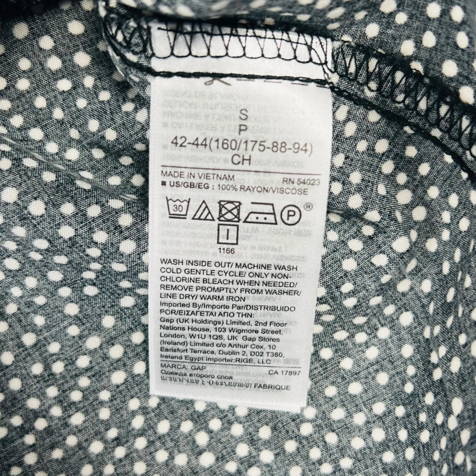 GAP Black White Polka Dot V Neck Short Sleeve Knee Length Casual Dress Women's S - Image 13