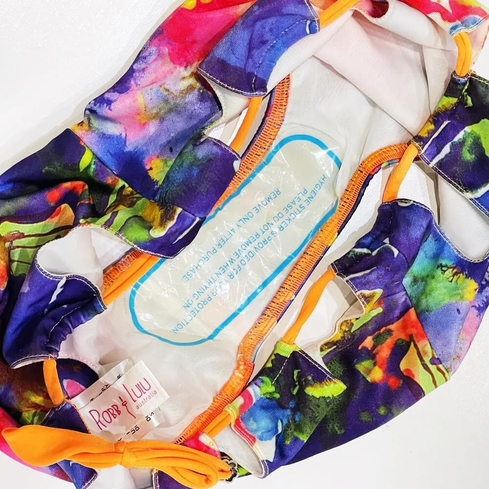 NEW Robb Lulu S High Waist Bikini Bottom Groovy Lucy High Pant Cutout Swimwear Purple - Image 8