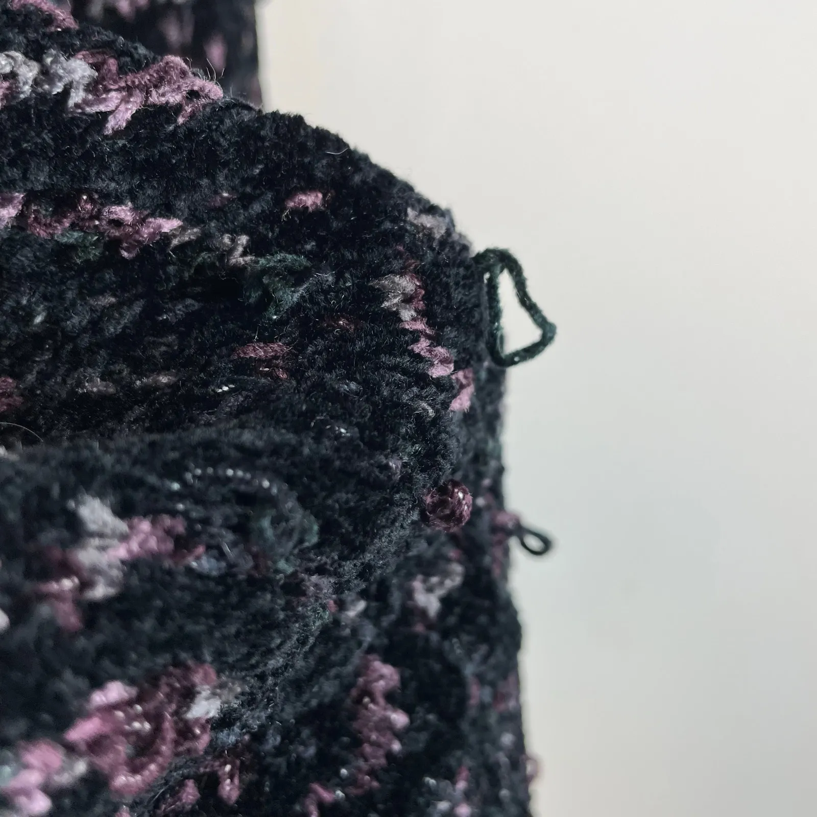 Vintage Icelandic Design Velvet Chenille Zip Up Cardigan Sweater Nordic Womens L Black Size L - Image 9