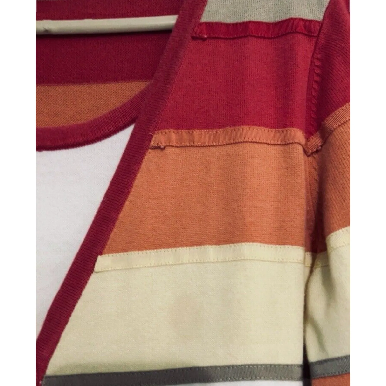 Christopher & Banks SZ L Y2K Retro Sweater Set Faux Orange Red Knit Cardigan - Image 4