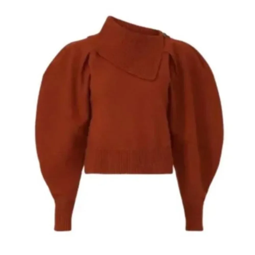 Ulla Johnson Riley Rust Orange Merino Wool Asymmetric Sweater Womens Size Small - Image 3