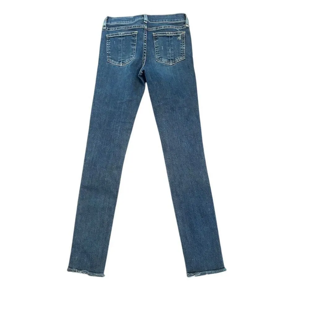 Rag & Bone Women's Skinny Jeans Size 24 Blue Distressed Raw Hem - Image 2
