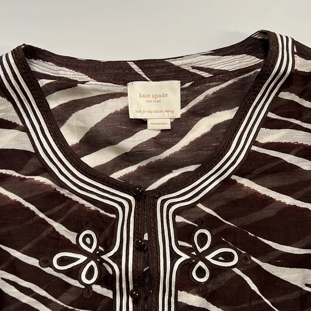 Kate spade Brown and Cream Animal Print Silk Blenf Dress Small - Image 2