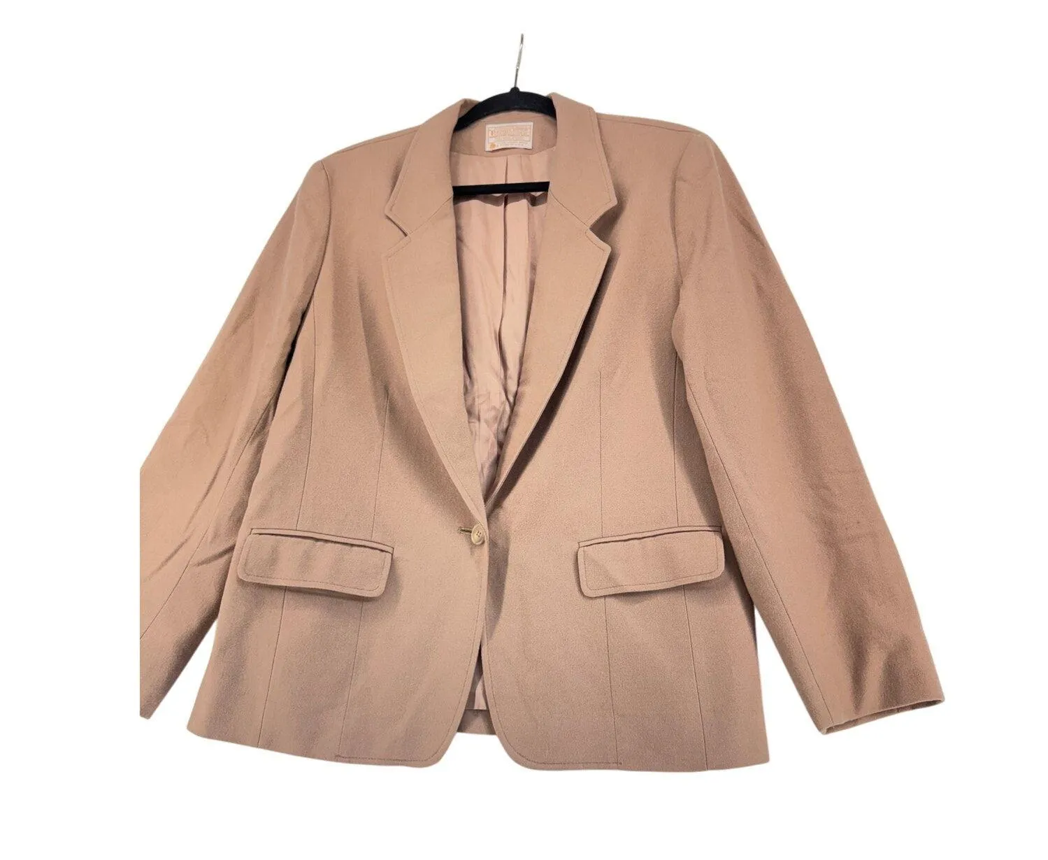 Vintage Pendleton Blazer Women’s L Virgin Wool Camel Brown Made in USA preppy - Image 3