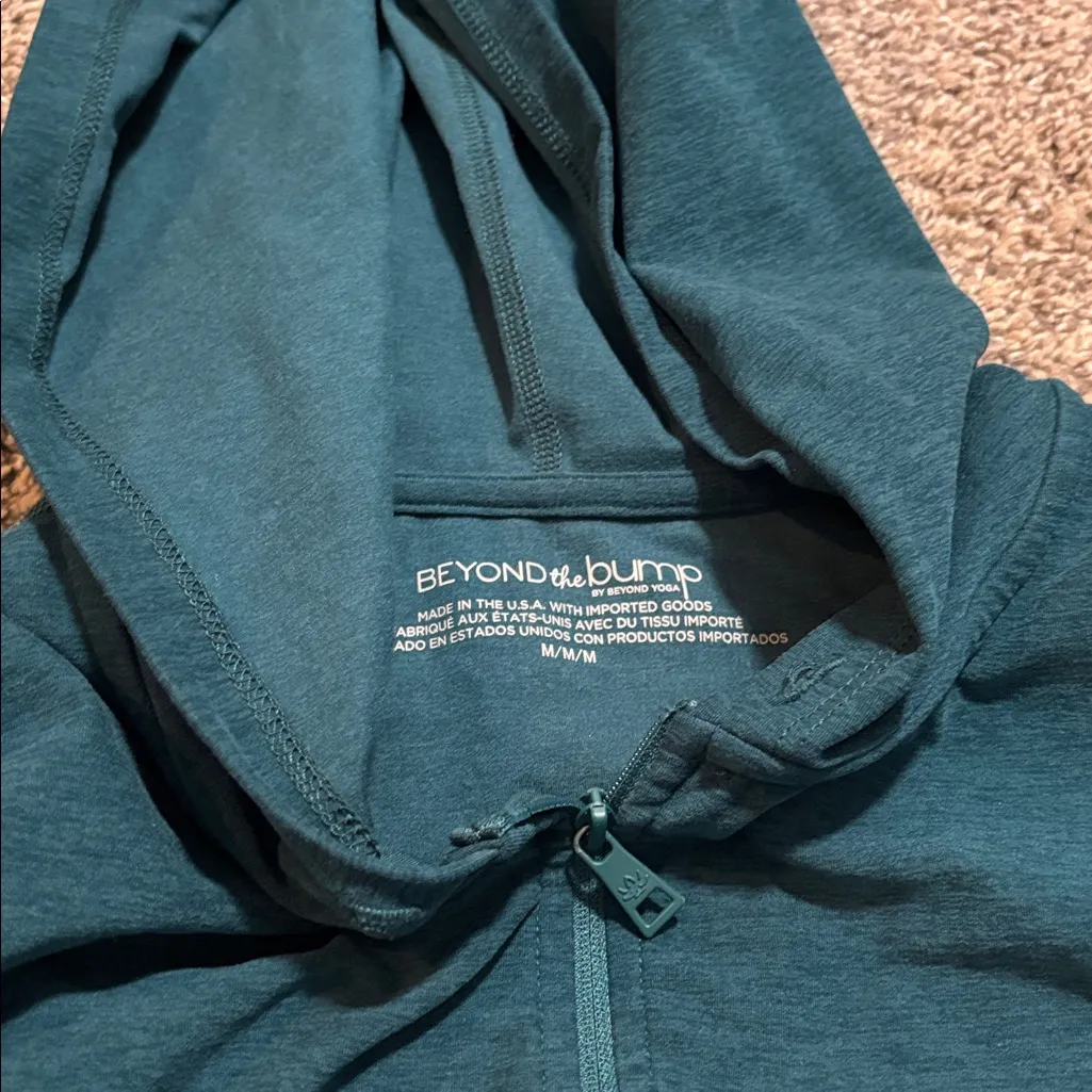 Beyond the Bump Deep Teal Full Zip hoodie size medium - Image 2