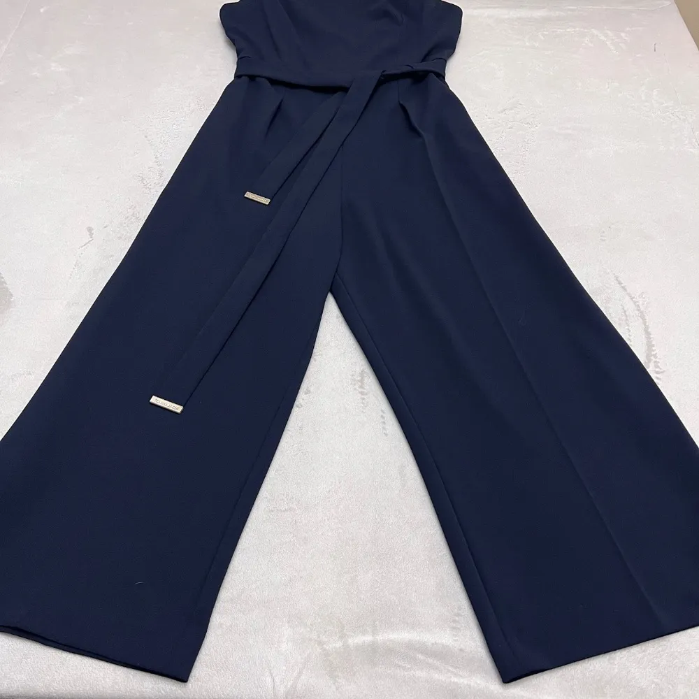 Women's Navy Cropped Belted Wide Leg Jumpsuit Sz 10 MSRP $129.00 - Image 11