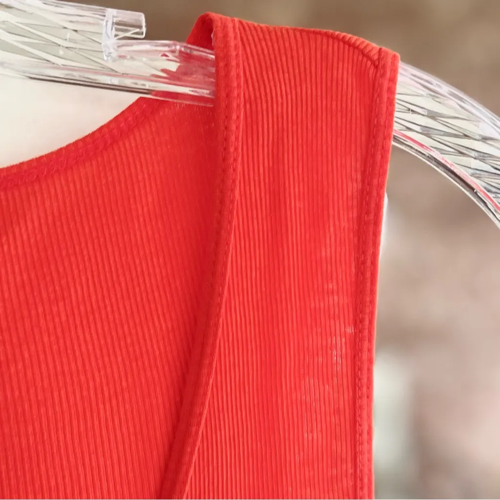 J. Crew Tank Top XL Orange Ribbed Knit Scoop Neck NWT - Image 4