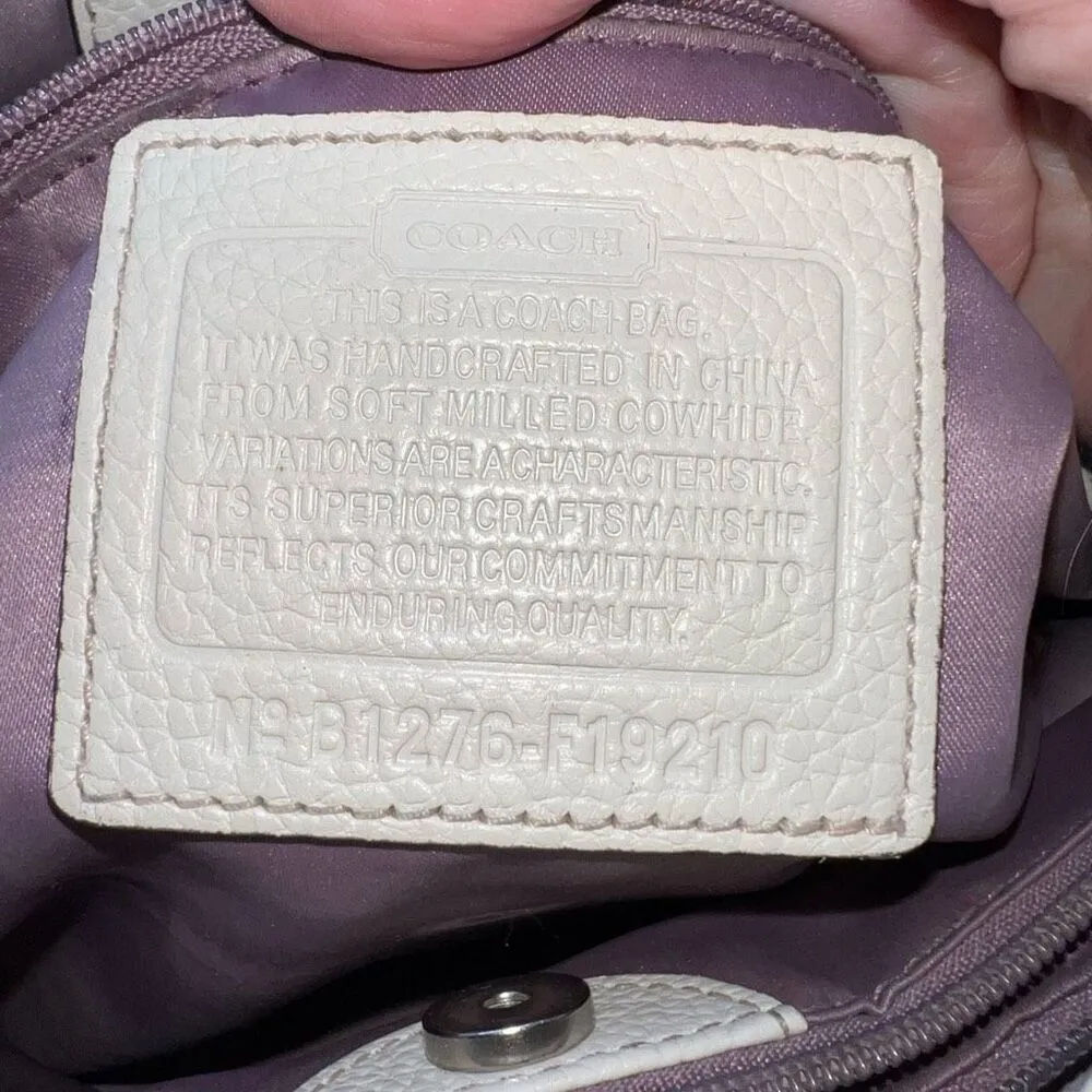 Coach‎ 2012 Tan and Cream Penelope Pebbled Leather Bag - Image 8