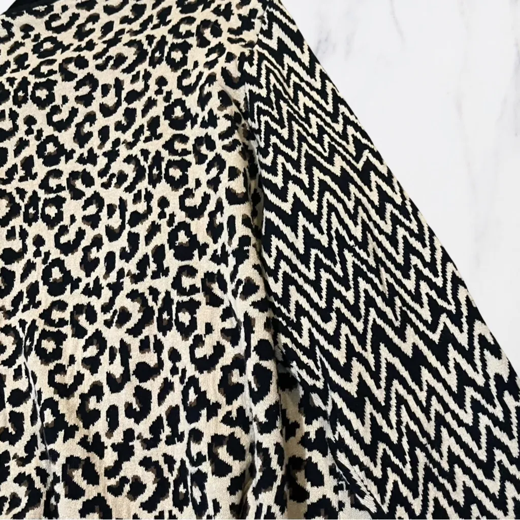 Notations Zebra and Leopard Print Cardigan 100% Cotton NEW! - Image 9
