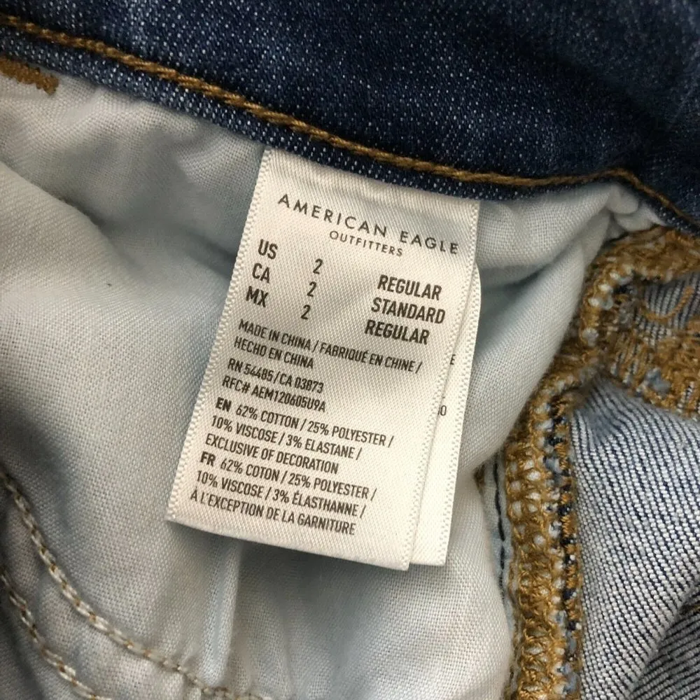 American Eagle Womens Jeans Hi-Rise Jegging Crop Distressed Raw Hem Stretch 2 - Image 5