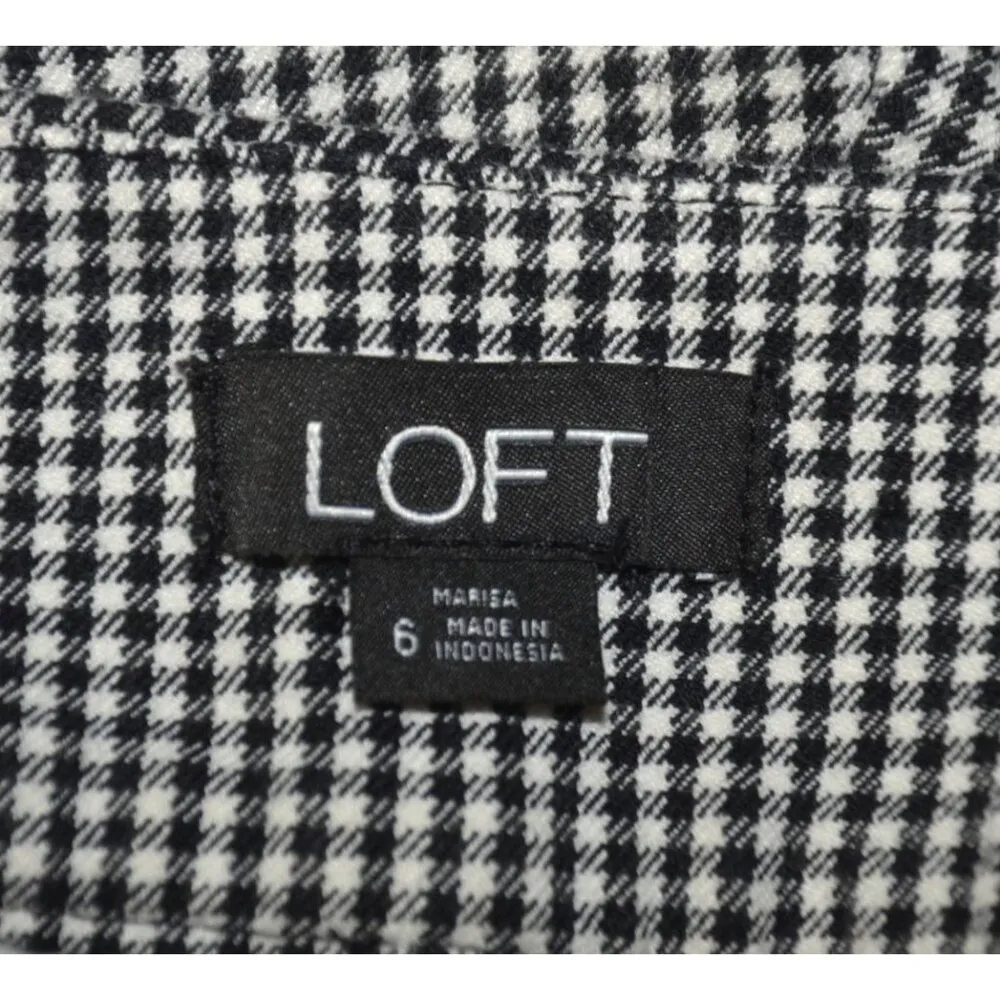 LOFT Black & White Gingham Ankle Pants Trousers Size 6 Pockets Career Stretch - Image 8