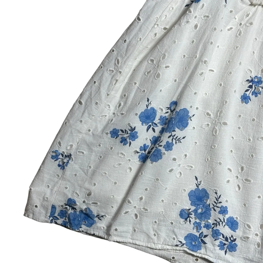 Zara White Openwork Eyelet Short Sleeve Mini Dress Women’s US M - Image 7