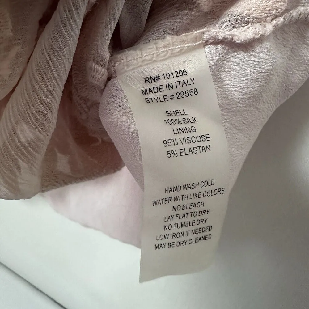 Soft Surroundings Silk Embroidered Tank Top Blush Sheer Blouse Cottagecore M - Image 4