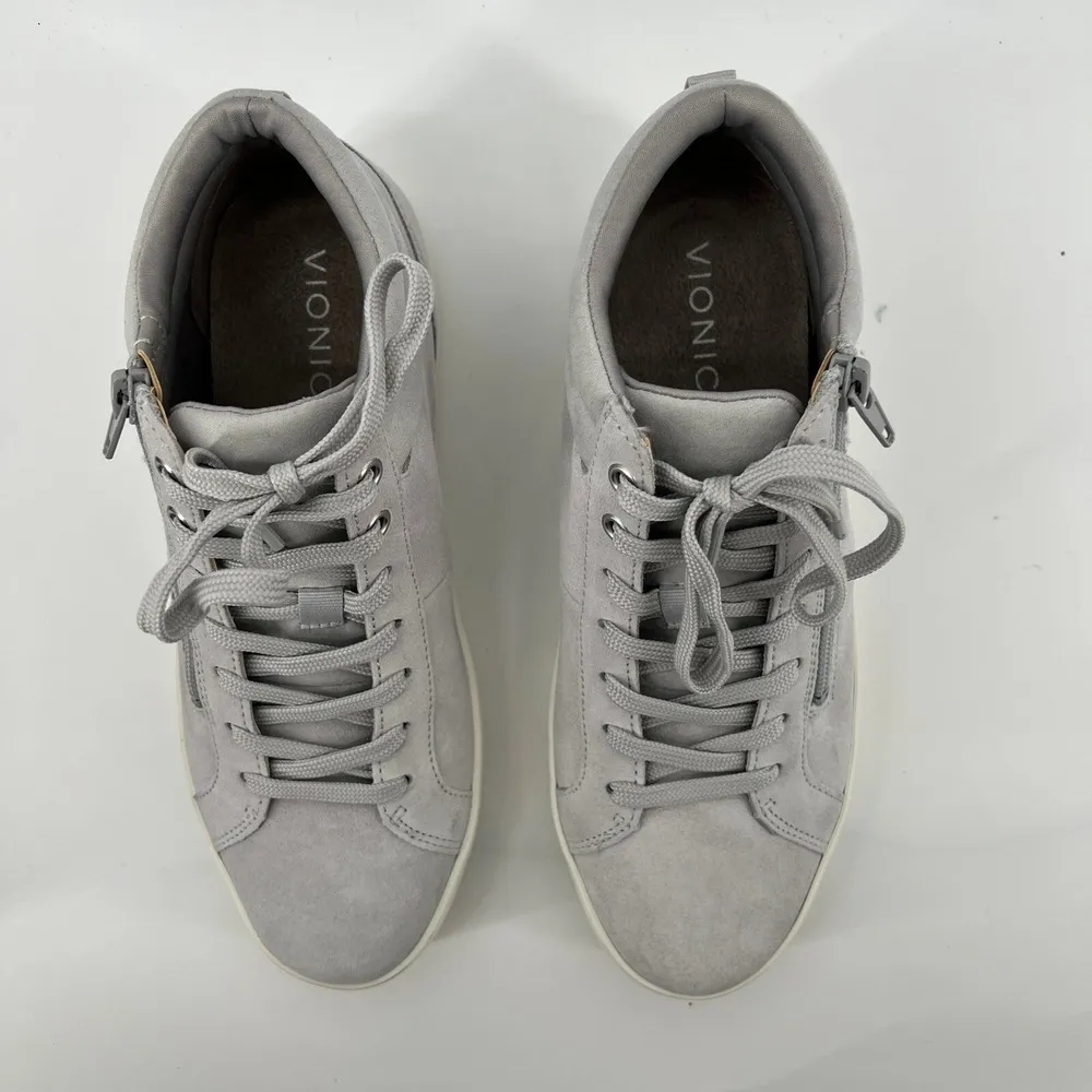 Vionic Women 8.5 Rosemont Suede Side-Zip Casual Sneakers Vapor Grey Arch Support - Image 4