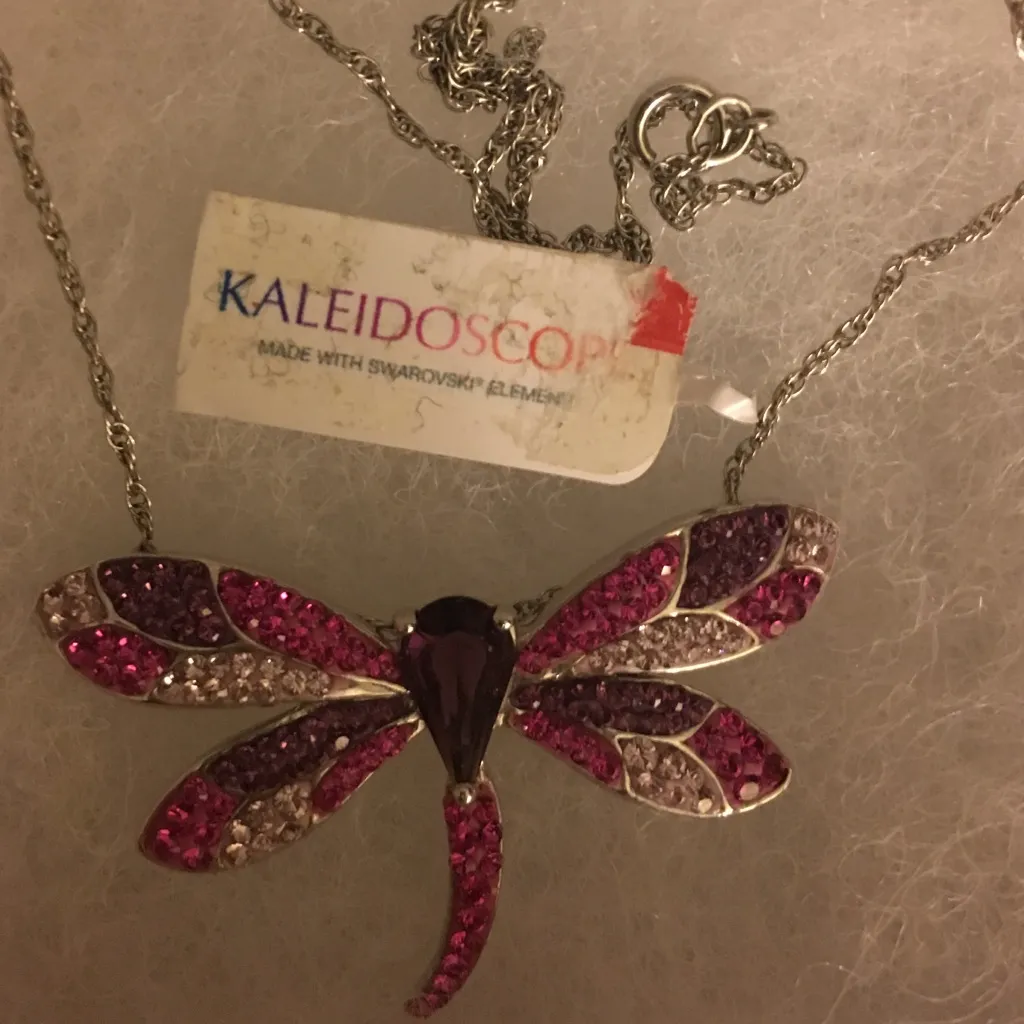 Swarovski crystal element Sterling Silver large pink dragonfly Purple - Image 2