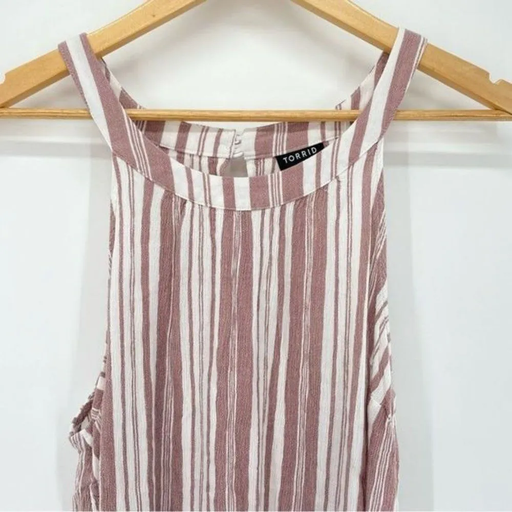 Rayon Crepe High Neck Tank Pink Stripe - Image 5