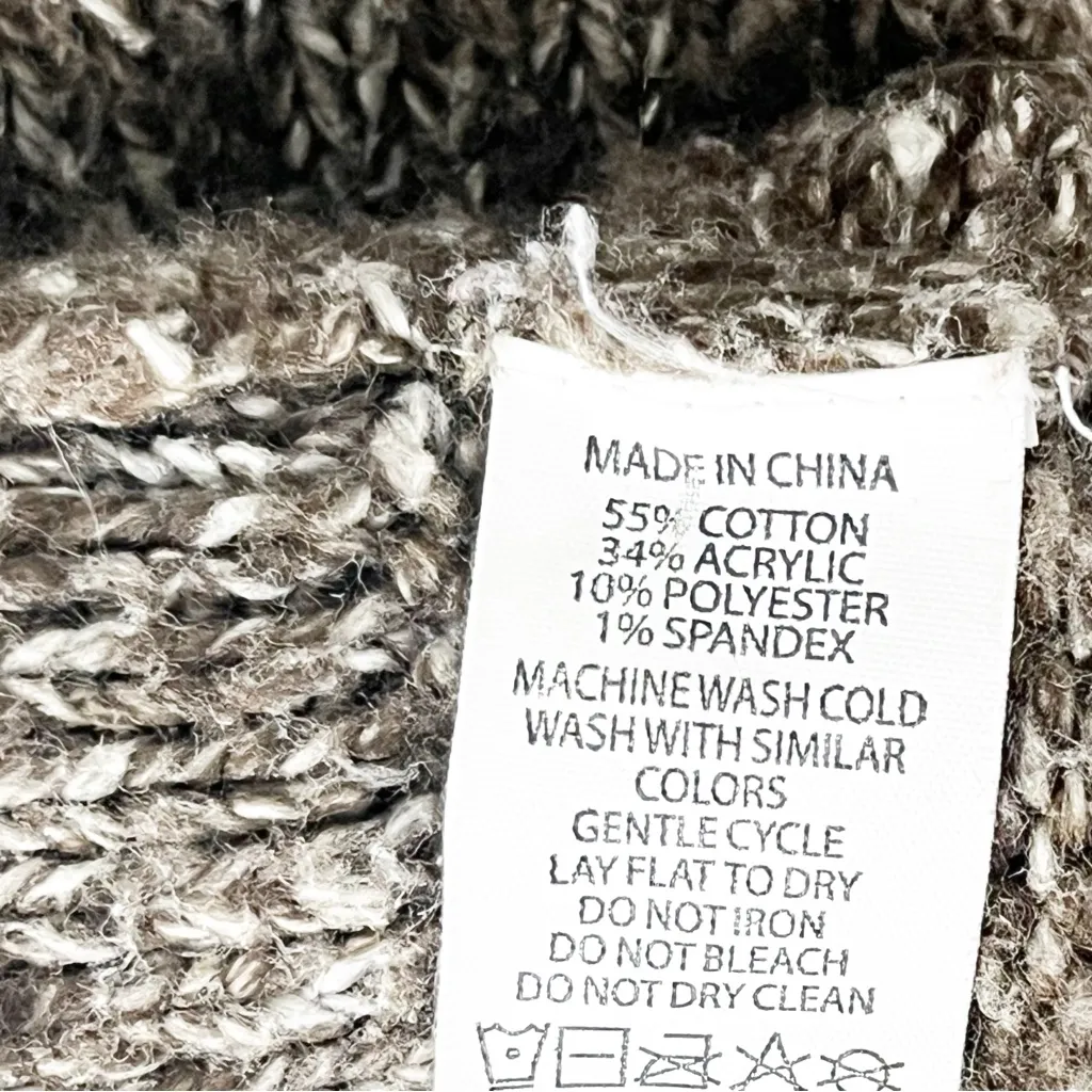 PRANA Brown Marled Long Sleeves V-Neck Knit Cabin Sweater, Size Medium - Image 3