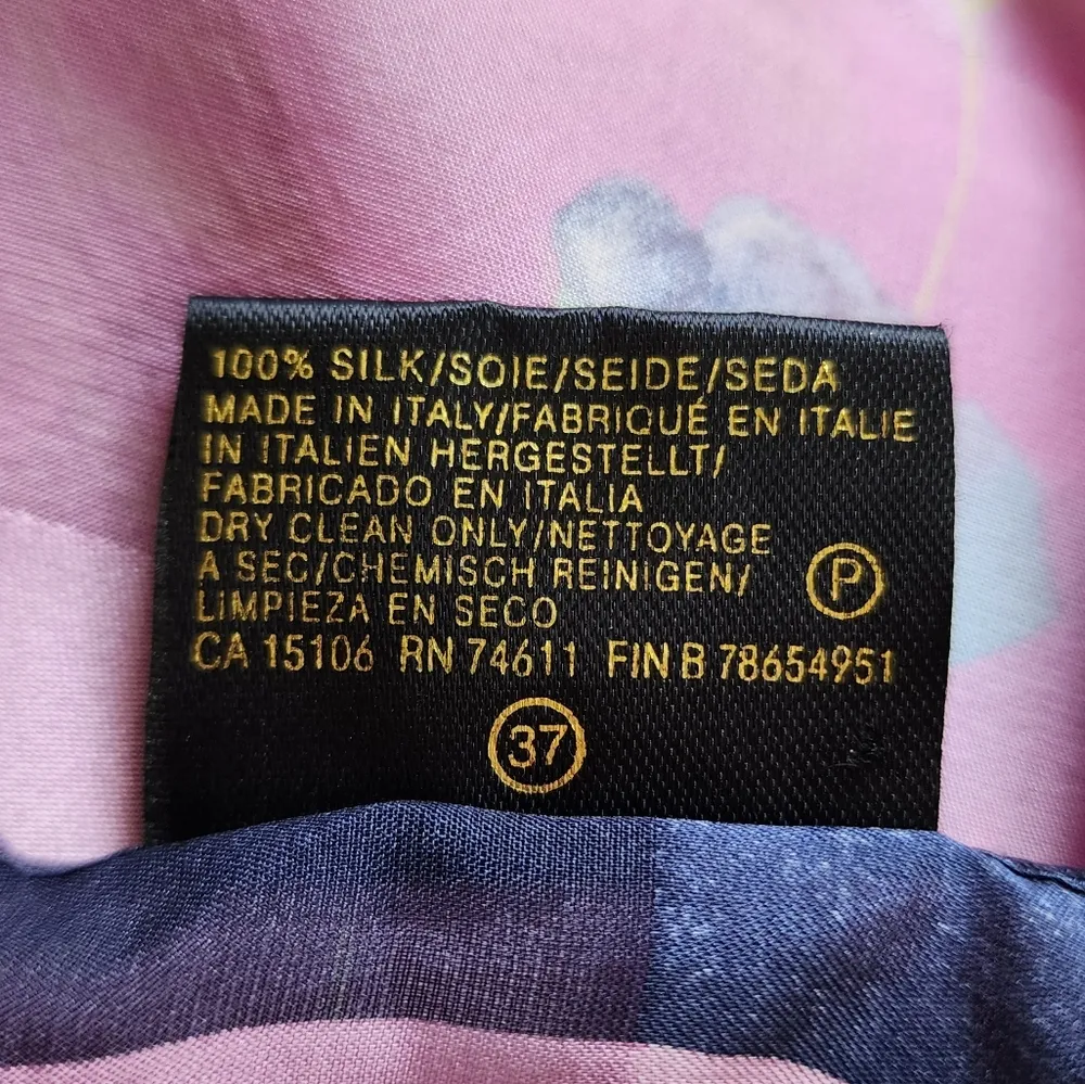 Vintage Art Of Silk Tie Rack Lilac Floral Border Scarf - Image 5