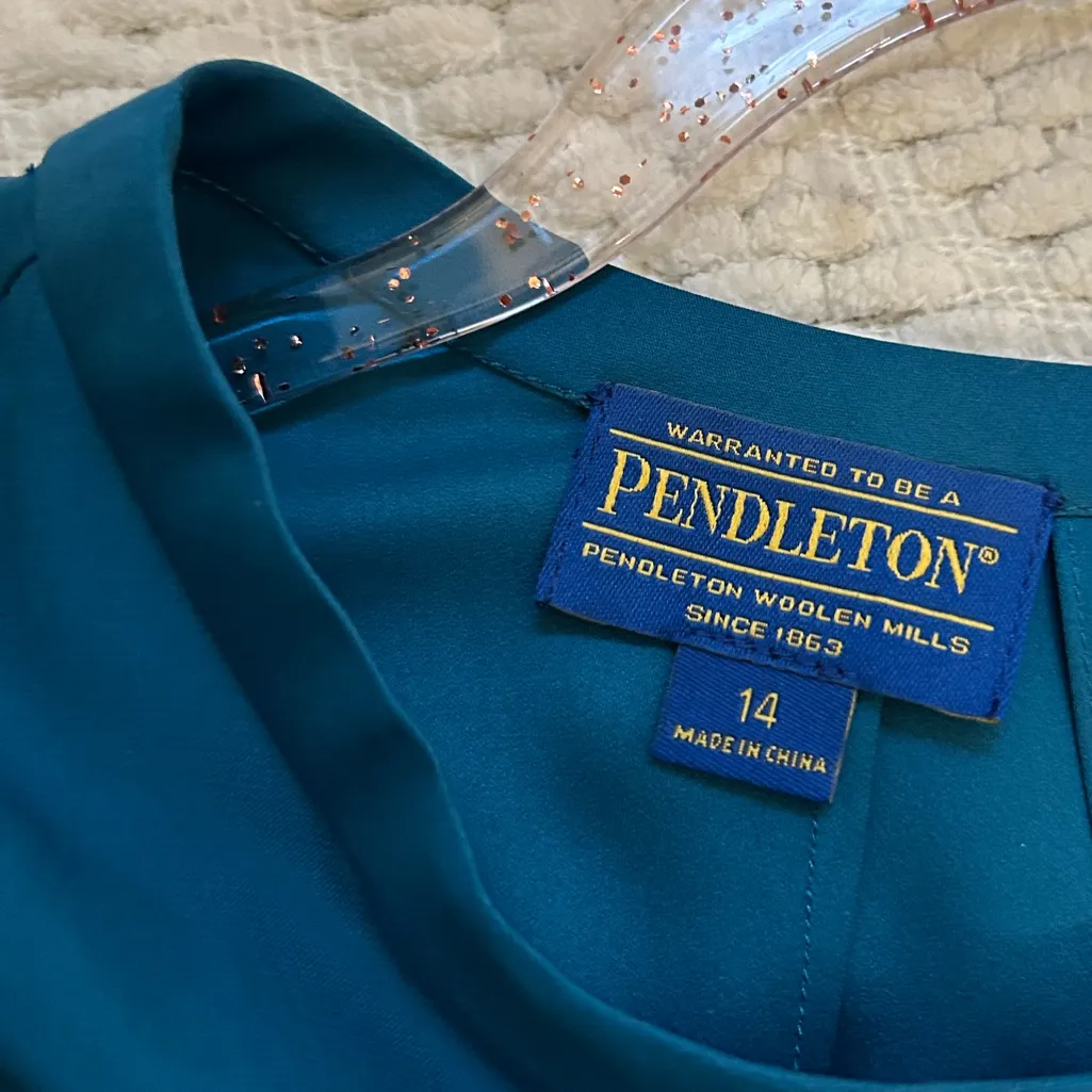 Pendleton Teal Blouse with Long Sleeves - Image 7