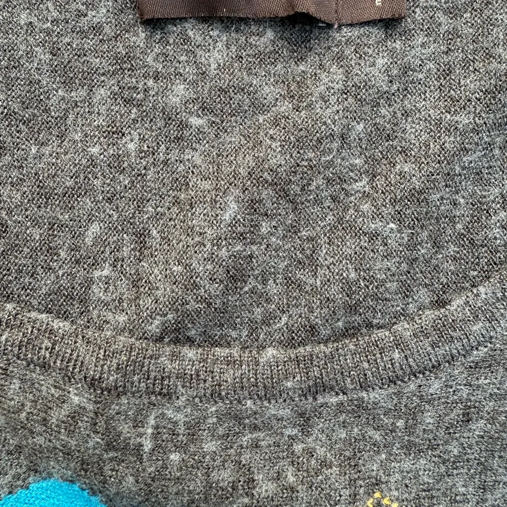 The Limited Gray Turquoise Teal Argyle Wool Blend Sweater Womens Size XS EUC - Image 6