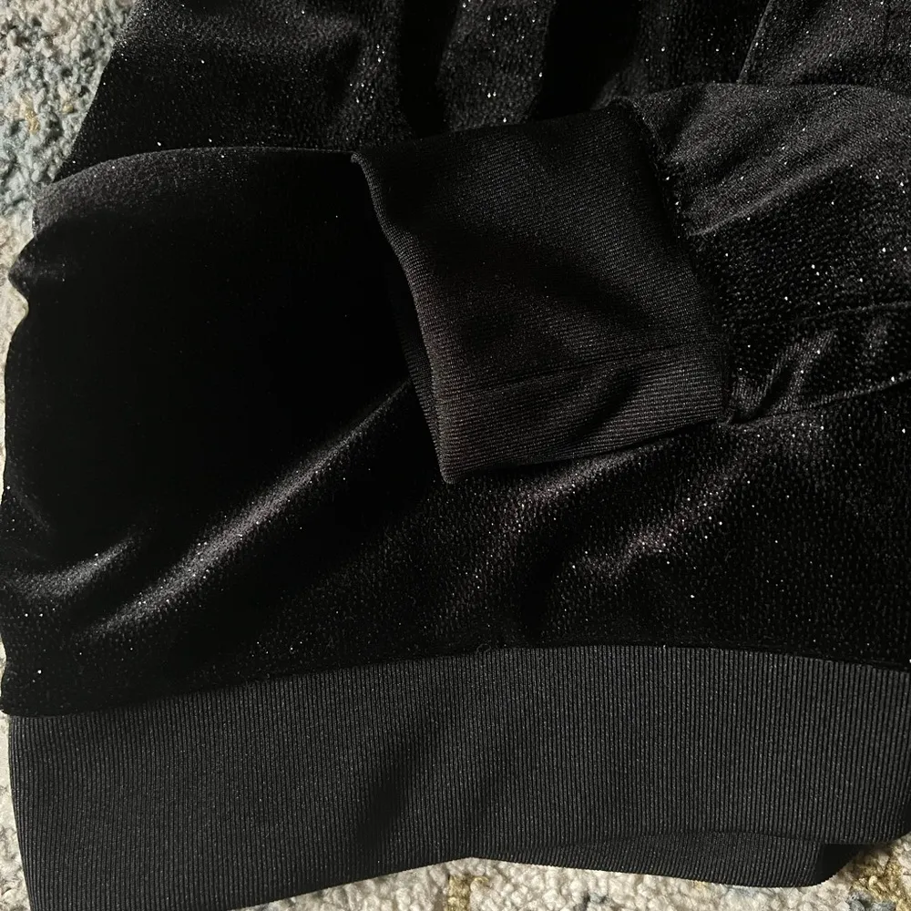 Juicy Couture Women's Black Y2K Velour Bling Glittery Full Zip Sweater Top XL - Image 4