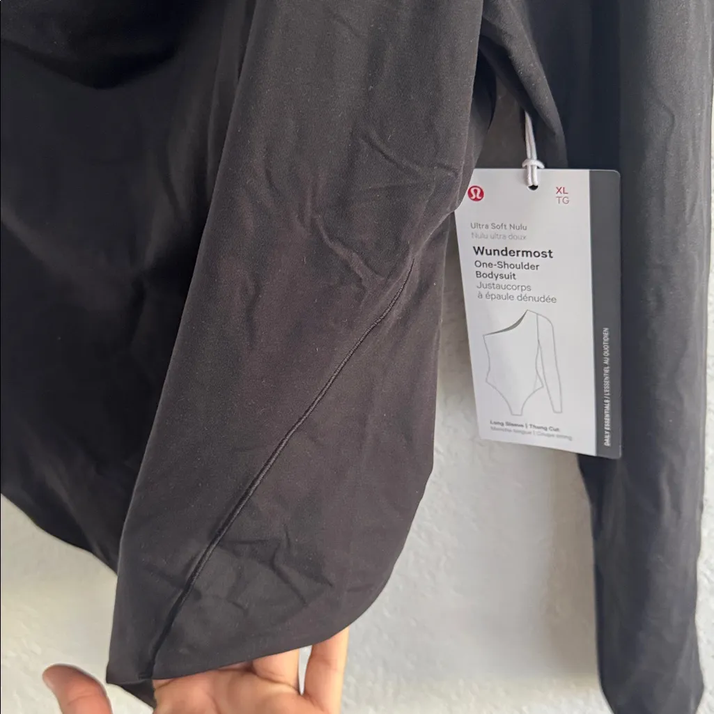 Wundermost Ultra-Soft Nulu Long-Sleeve One-Shoulder Bodysuit black - Image 10