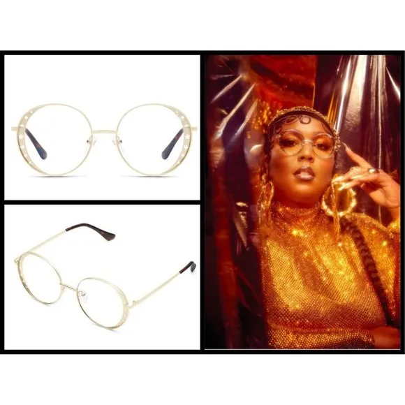 💕QUAY💕 Seeing Stars Sunglasses Gold/Clear Blue Light NWT Gradient Round UV - Image 2