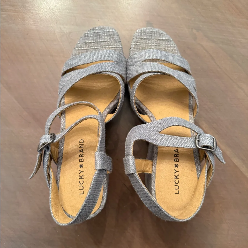 Lucky Brand Carlisha Raffia Sculpted Platform Wedge Ankle Strap Sandal - Image 10