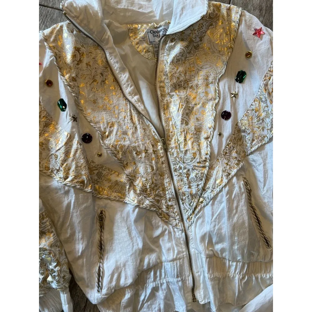 Clipper Bay Windbreaker Jacket Pants Nylon 90s NWT Small Retro 80s Vintage Y2K White - Image 2