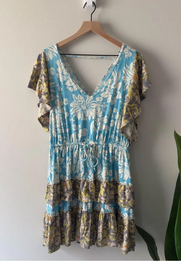 Daily Practice by Anthropologie Tiered Ruffle Mini Dress floral Flowy v-neck EUC - Image 3