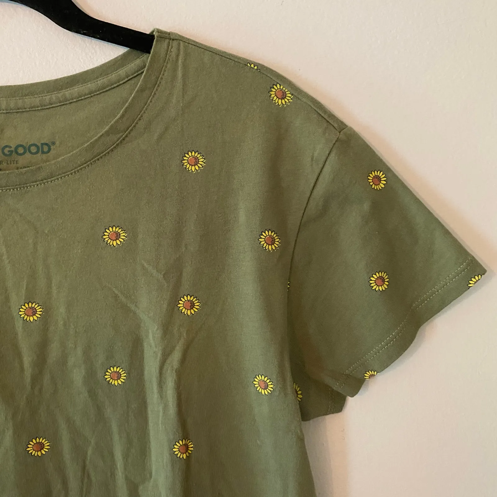 Life Is Good Green Sunflower Crusher-Lite Tee T-Shirt Allover Women's size Small - Image 3