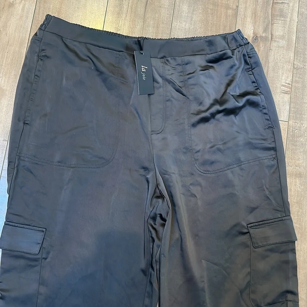 NWT La Joie Satin Cargo Jogger Pant Black Plus Sz 20W - Image 6