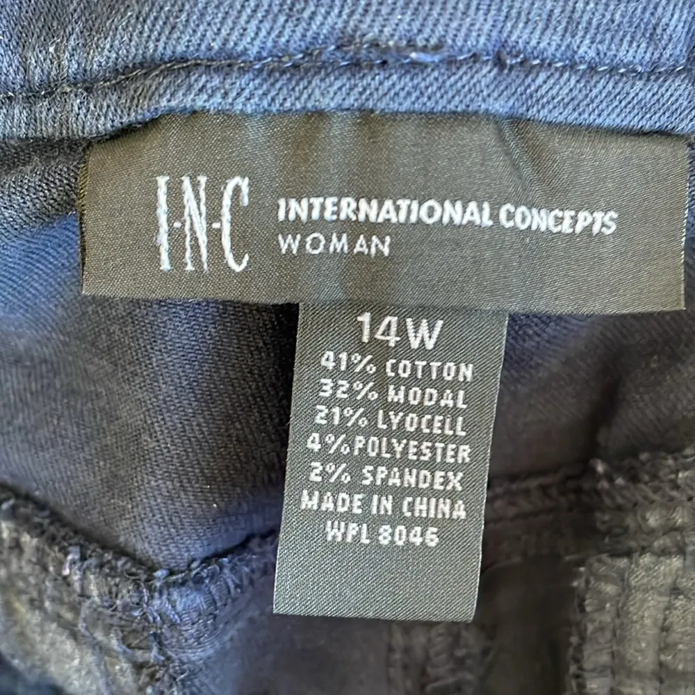 INC International Concept Skinny Pleated Pants Blue Size 14W - Image 4