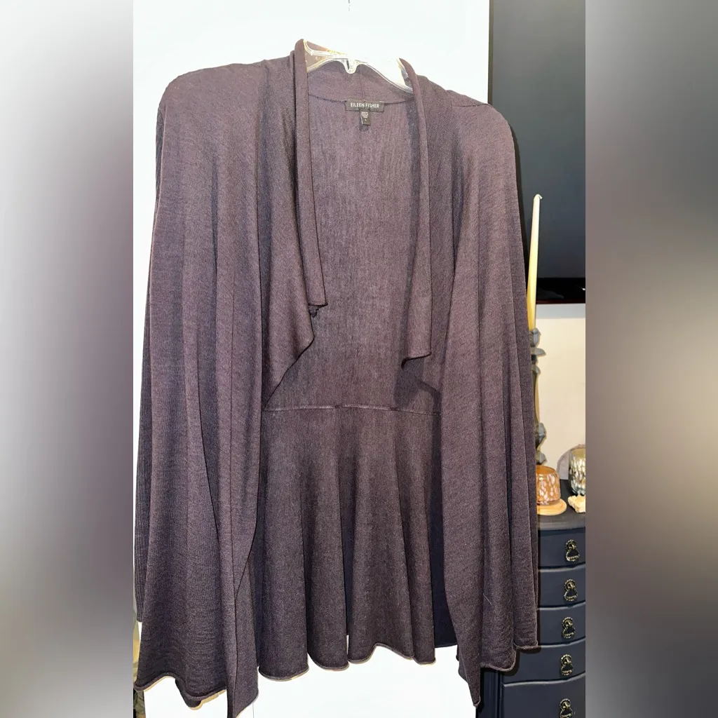 NWOT EILEEN FISHER 100% Merino Wool Cardigan In Eggplant
$348 MSRP - Image 4