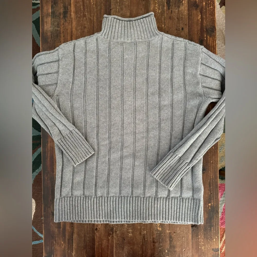 J.Crew roll-neck cable knit sweater in Gray🩶 - Image 5
