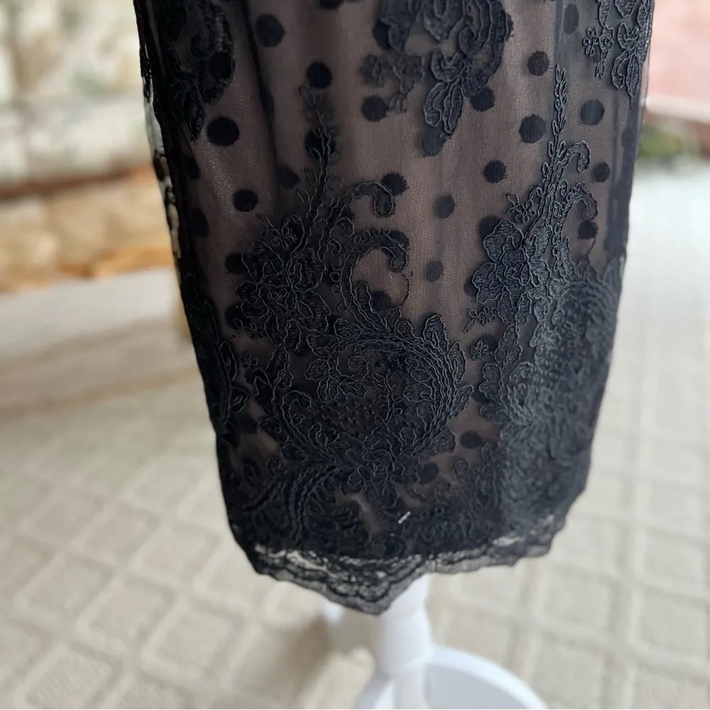 David Meister Dress Black Sheath Knee Length Embroidered Ilusion NWT 2 Cocktail - Image 14