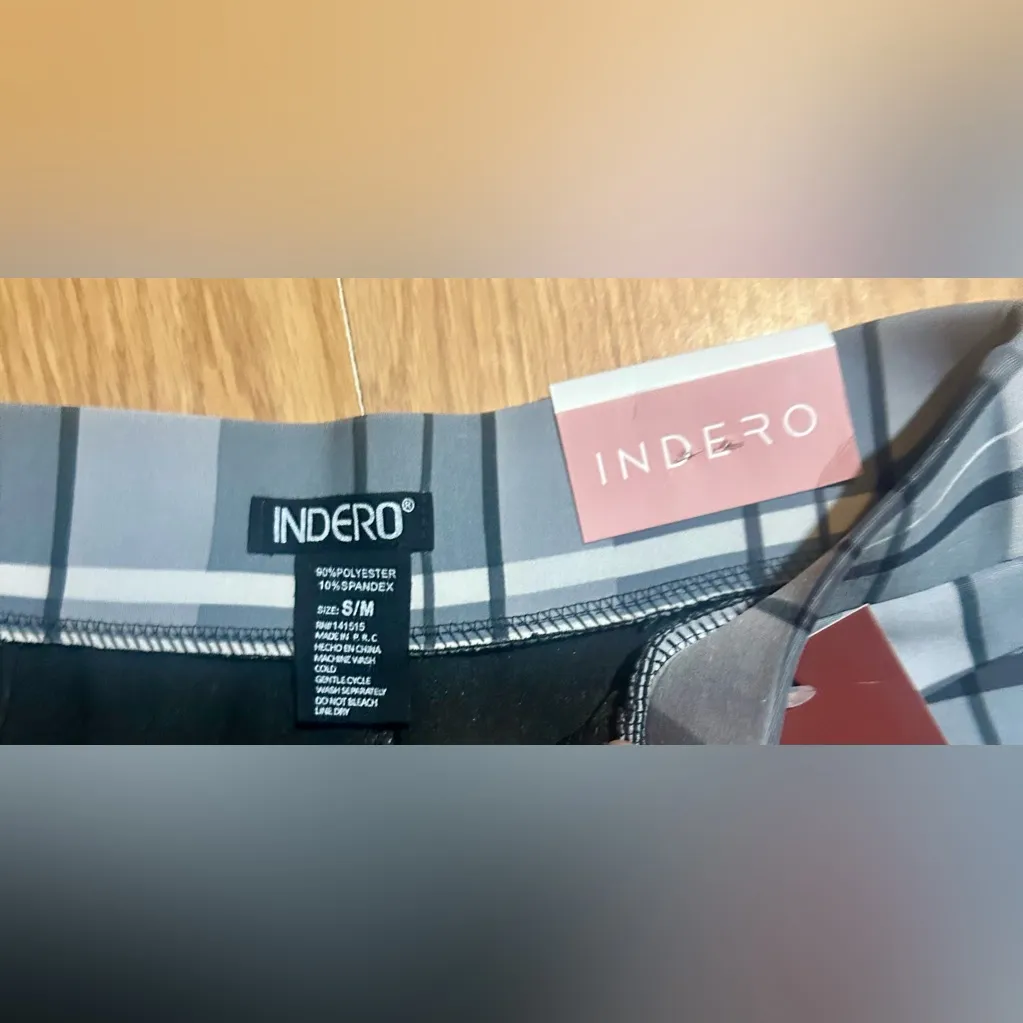 INDERO scuba style black white toned plaid skinny pant ladies S - Image 3