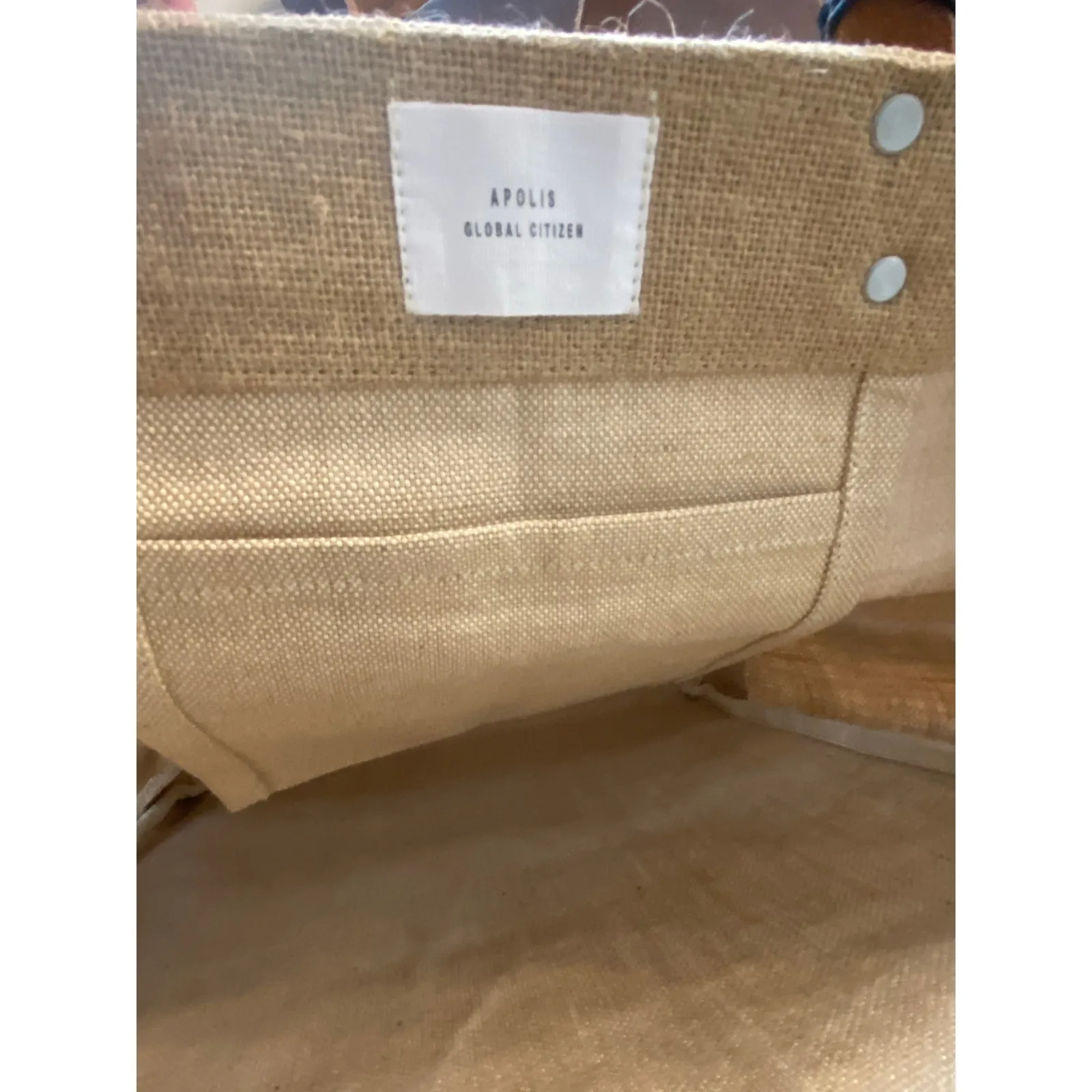 Apolis Global Citizen Market Bag Designed for Discovery Jute Tote Leather Straps Brown - Image 3