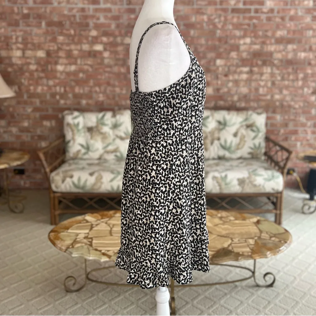 Old Navy Dress Cheetah Animal Print Ruffle Hem Linen Blend Sleeveless M Mini Mod - Image 10