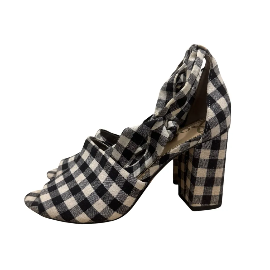 Sam Edelman Odele Black & White Gingham Plaid Strappy Heel Sandals 7.5 - Image 3
