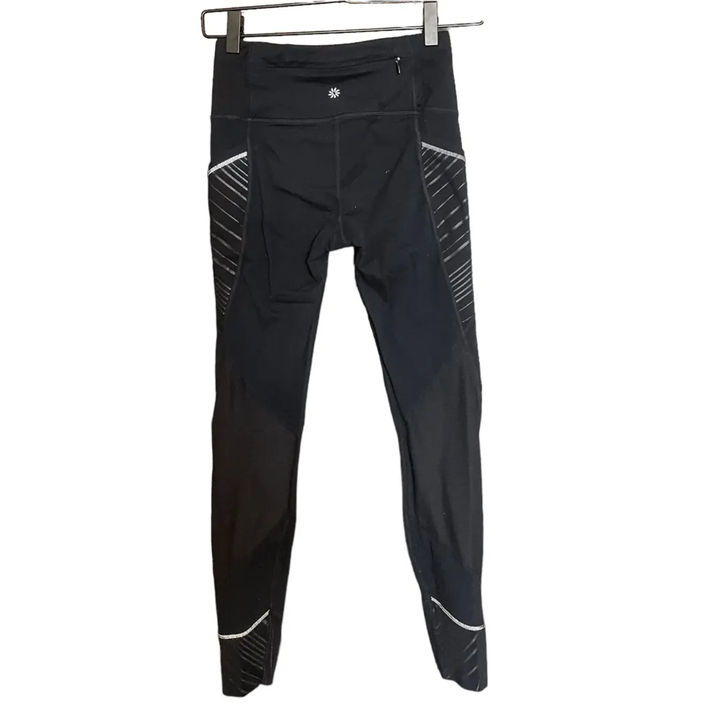 Athleta shimmer stripe relay tight 2.0 black Lycra running yoga gym run size XS - Image 10