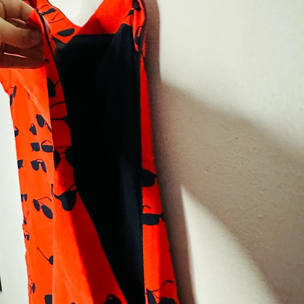 VICTORIA VICTORIA BECKHAM Red Printed Sunglasses One Shoulder Dress Size 4 - Image 10