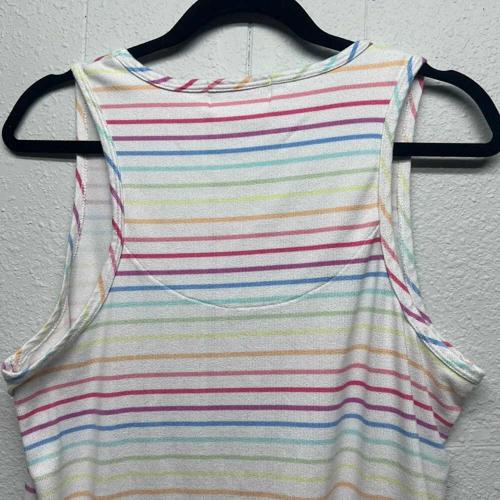 KIKIT Multicolor 80s Retro Chic Coquette Soft Girl Henley Tank Top Women's Large White - Image 7