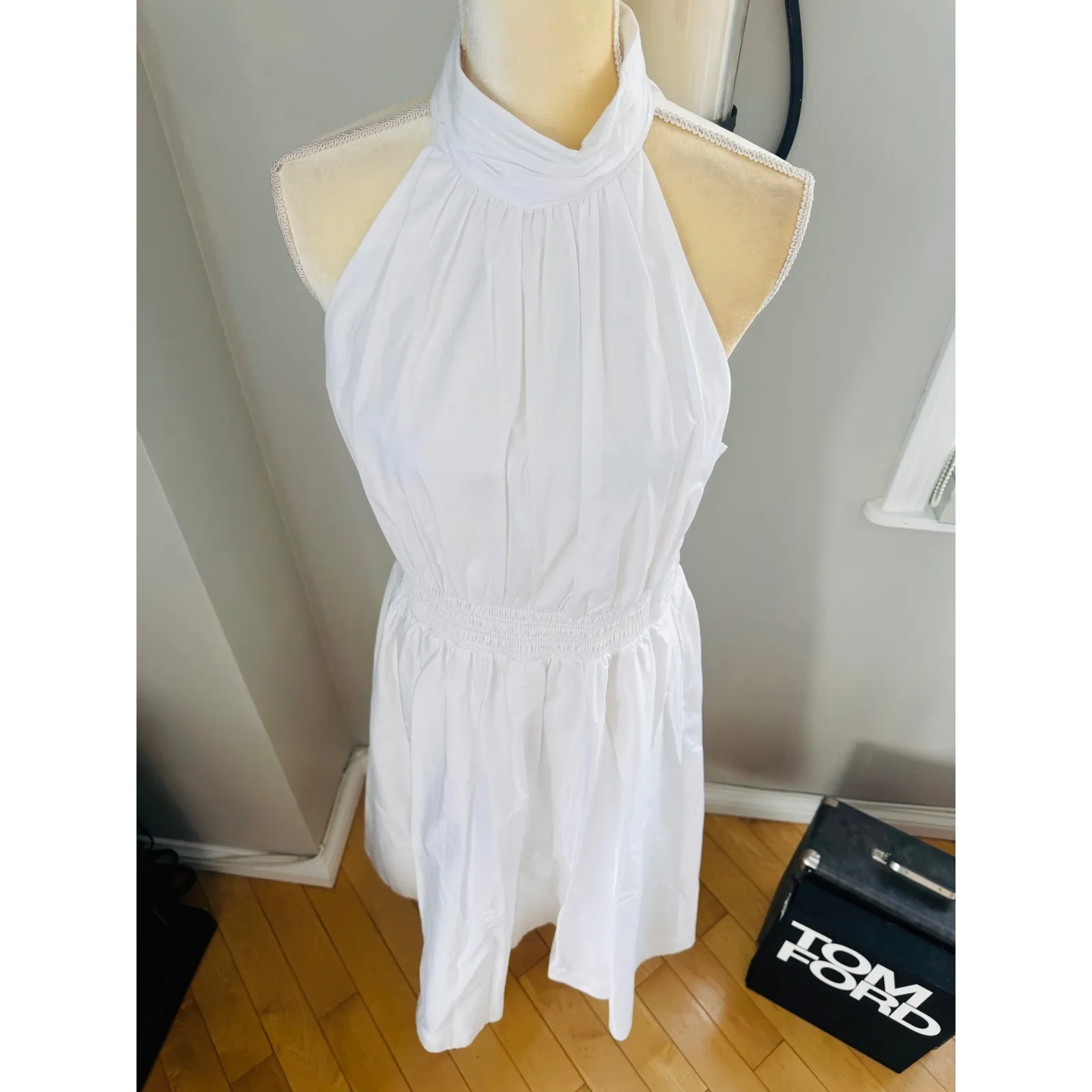 Veronica Beard Kinny Smocked Cotton Blend Mini Dress, White, Size 10, NWT - Image 10