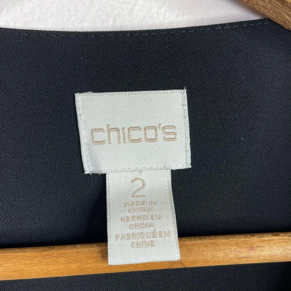 Chicos Tie Front Draped Minimalist long Jacket Black Lagenlook Womens 2 L 12 - Image 10