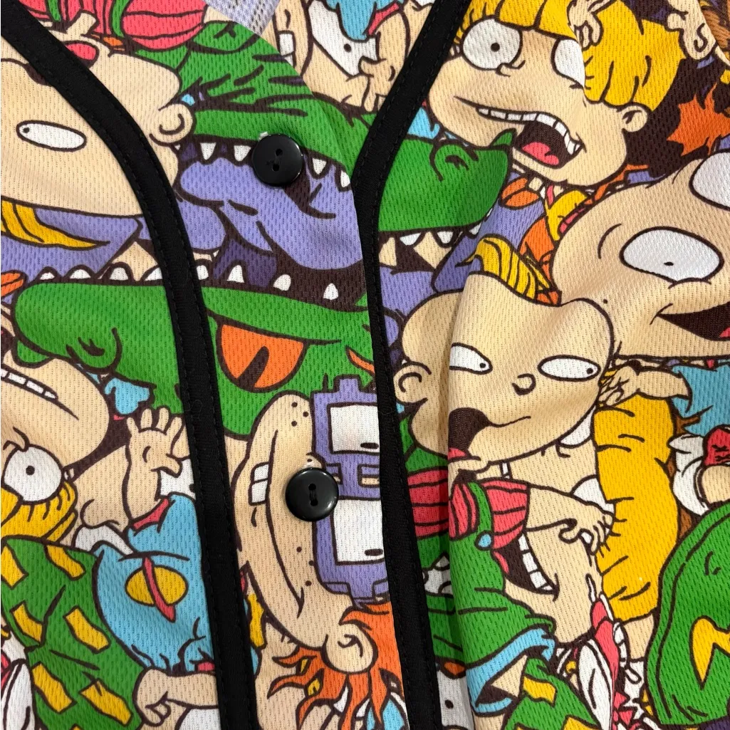 Nickelodeon Rugrats Baseball Jersey Women’s Size M | 90s Cartoon Print Button Up - Image 3