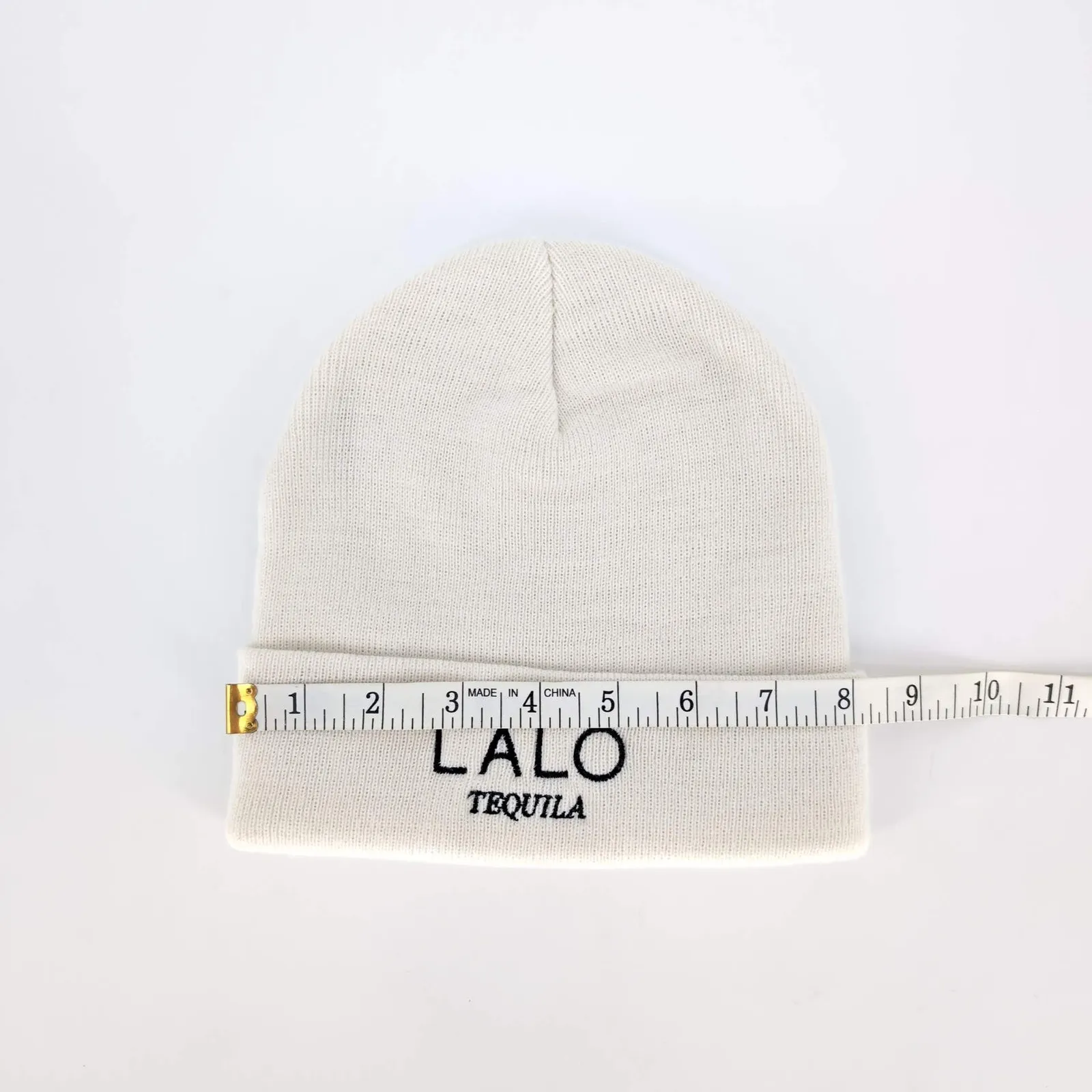Lalo Tequila Logo White Unisex One Size Fits Most Cuffed Beanie Winter Hat - Image 9