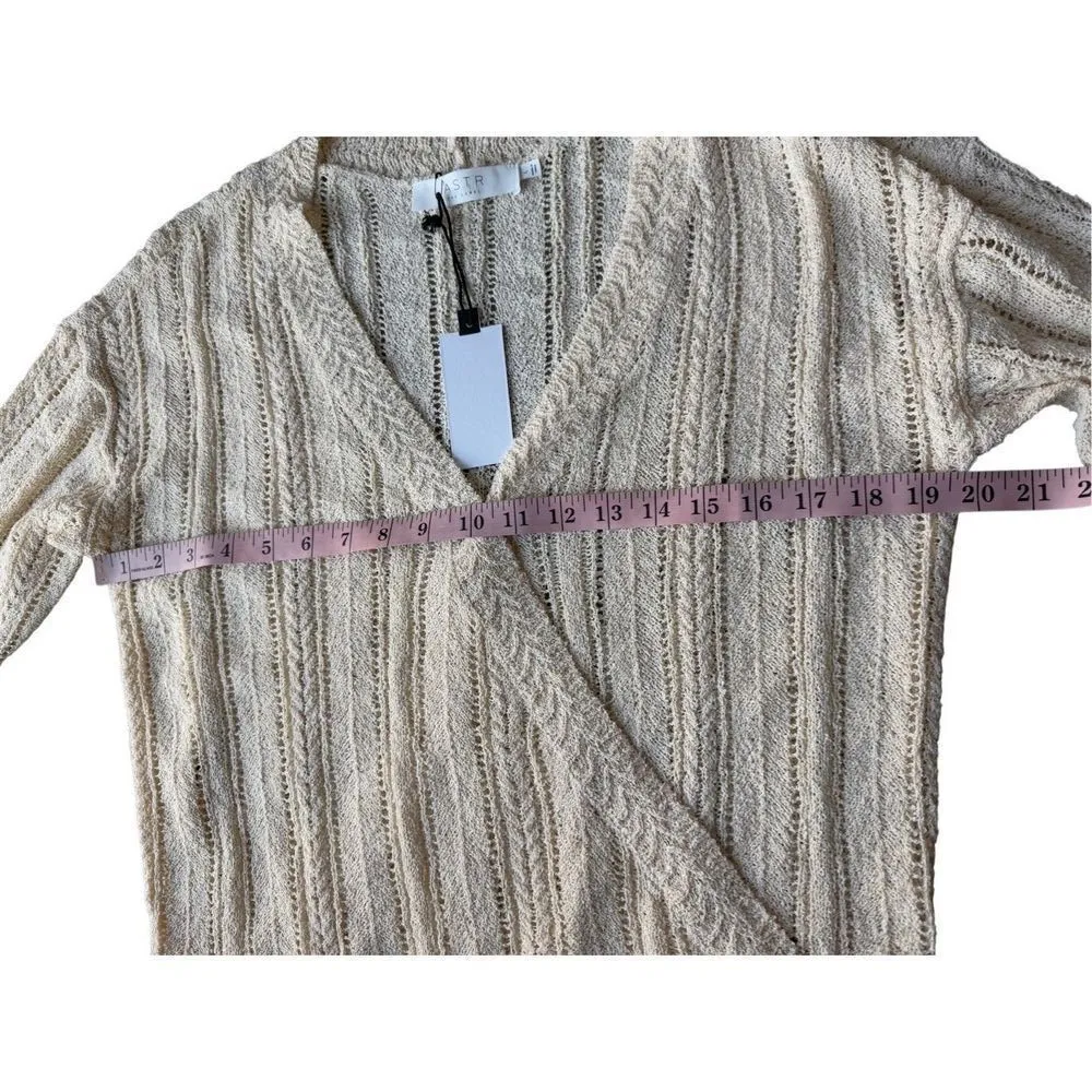 ASTR The Label Cream Knit Wrap V-neck Sweater - Image 7